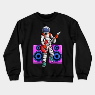 Space Astronaut Playing Electric Guitar in Space Crewneck Sweatshirt